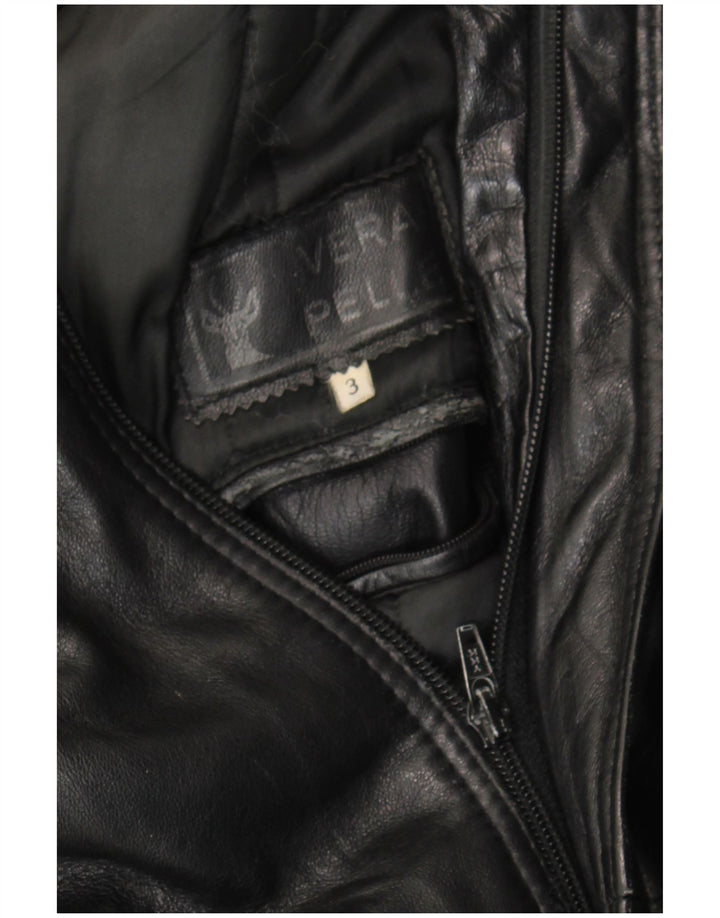 VINTAGE Chaqueta de cuero militar para hombre Reino Unido 38 Cuero negro medio