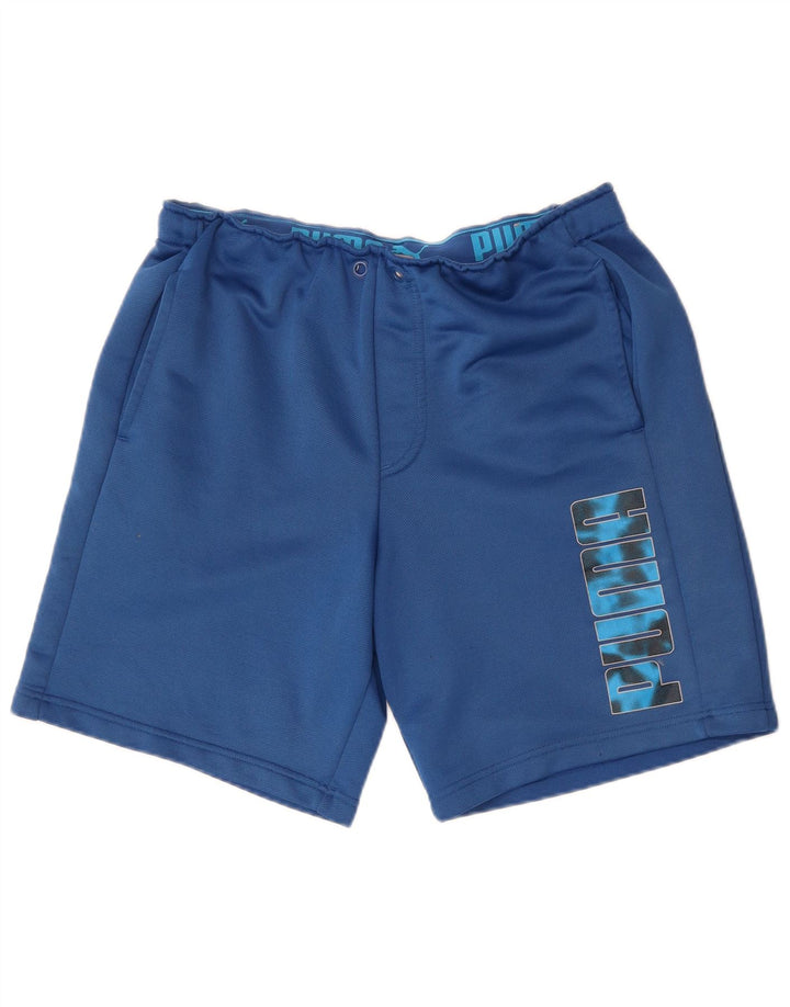 Puma Pantalones cortos deportivos con gráficos para hombre, talla grande, azul