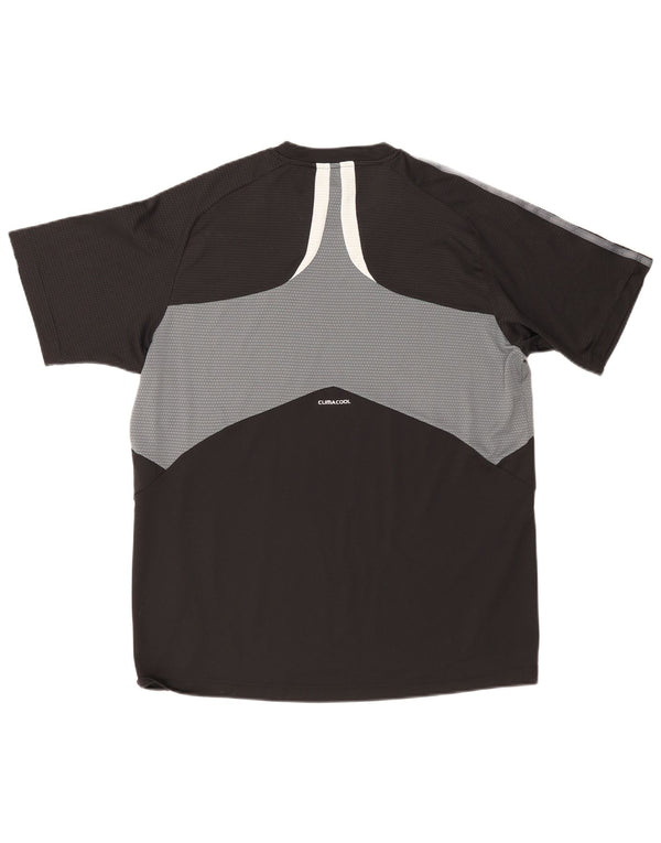 Adidas Mens Climacool Camiseta Top Grande Negro Colorblock