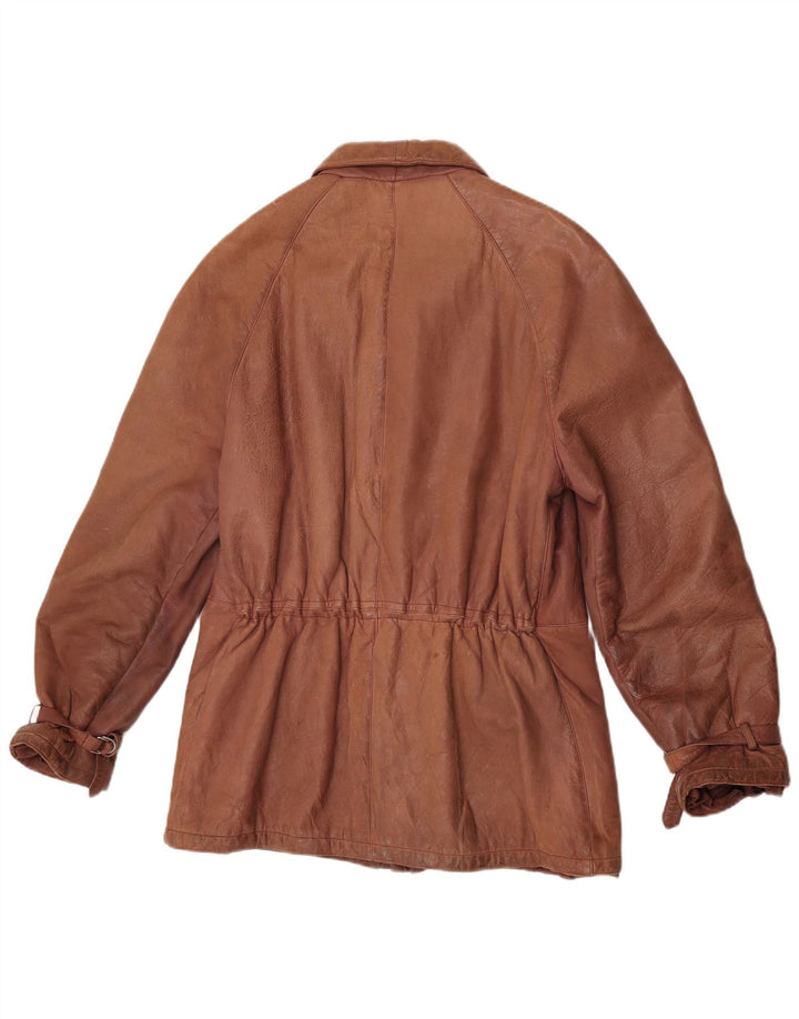 Chaqueta de cuero vintage para mujer IT 52 2XL Marrón