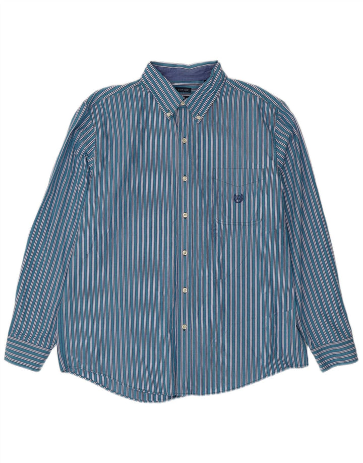 Chaps Camisa para hombre grande de algodón a rayas azules