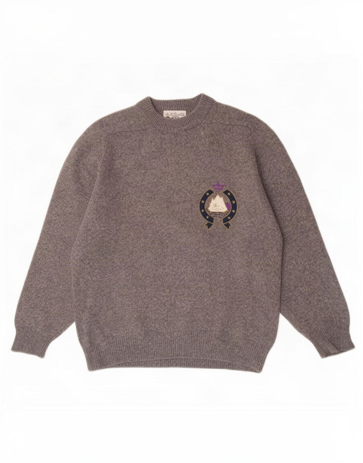 Iceberg Jersey De Cuello Redondo Para Hombre De Lana Virgen Gris Medio