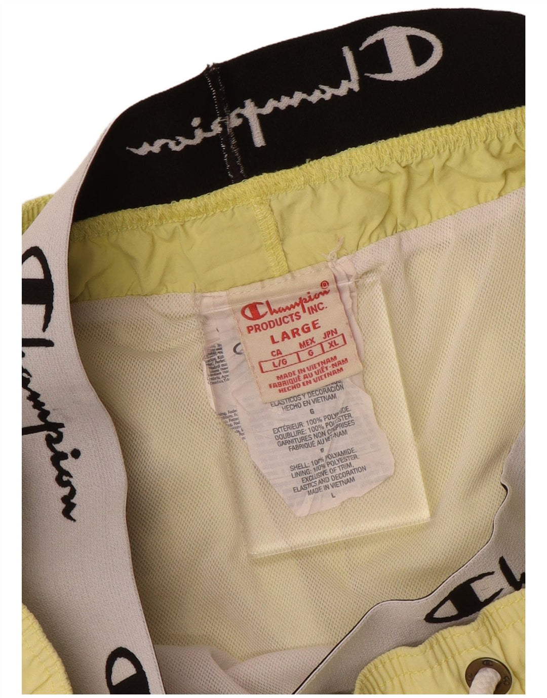 Champion Bañador Con Gráfico Para Hombre, Poliamida Amarilla Grande