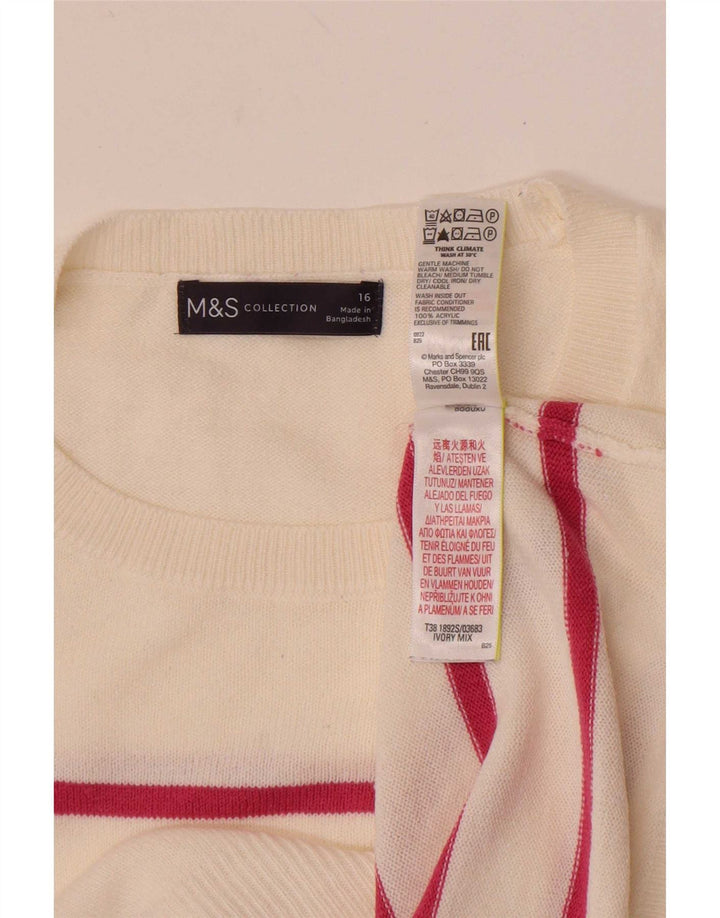 Marks & Spencer Suéter de cuello redondo para mujer UK 46 Large Off White
