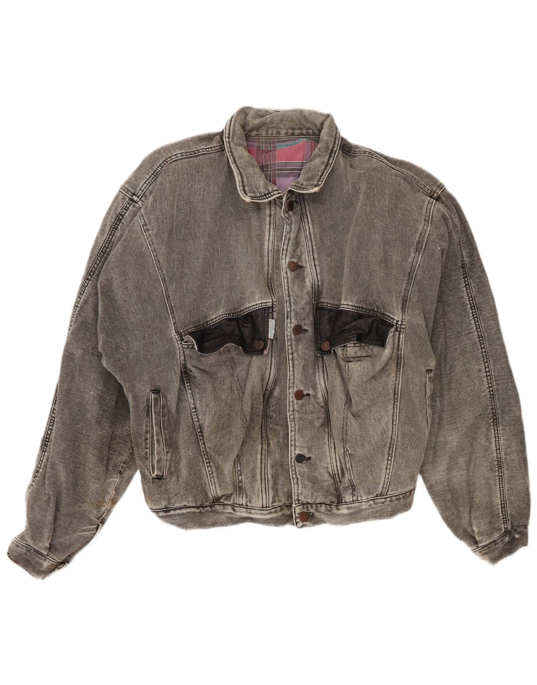 Vintage hombres chaqueta de mezclilla Reino Unido 40 gris grande