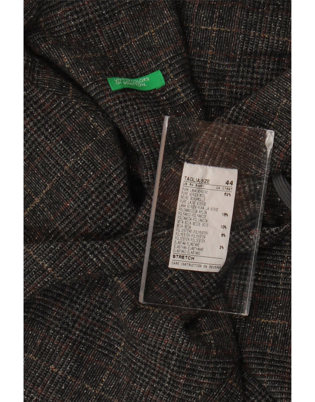 Minifalda Mujer Benetton IT 44 Medium W34 Lana Virgen De Pata De Gallo Gris