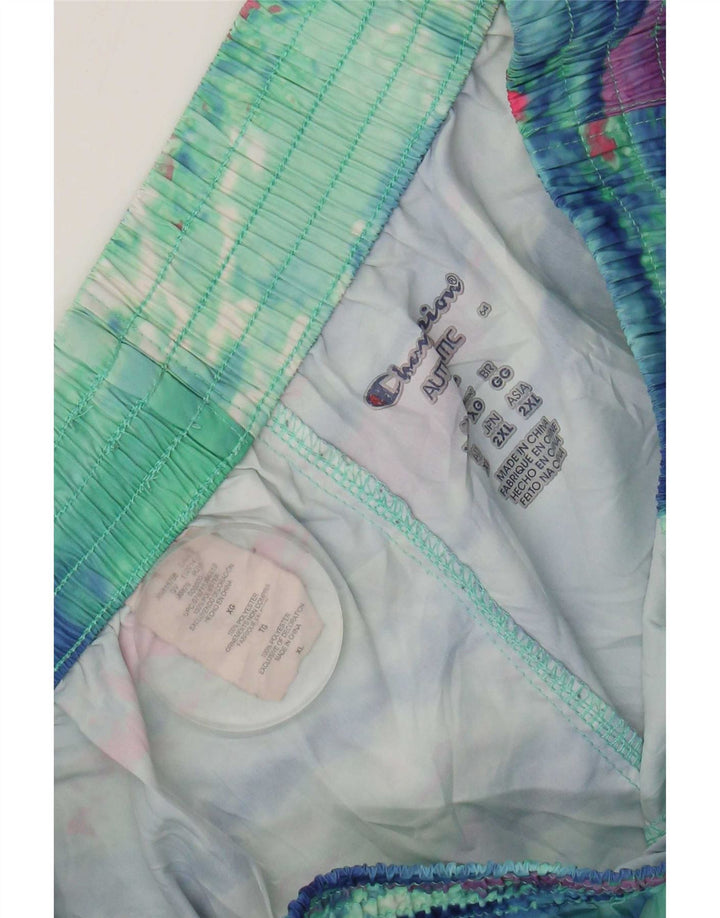 Champion Pantalones cortos deportivos con estampado abstracto para mujer UK 18 XL Poliéster verde