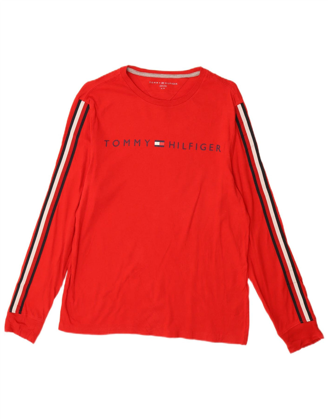 Tommy Hilfiger Top gráfico para hombre de manga larga de algodón rojo pequeño
