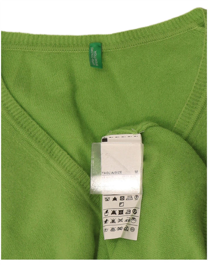 Benetton Jersey Con Cuello En V Mujer UK 44 Lana Verde Medio