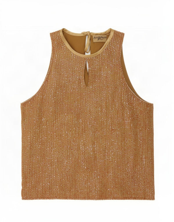 Blunauta Top sin mangas con lentejuelas para mujer UK 40 Viscosa beige mediana