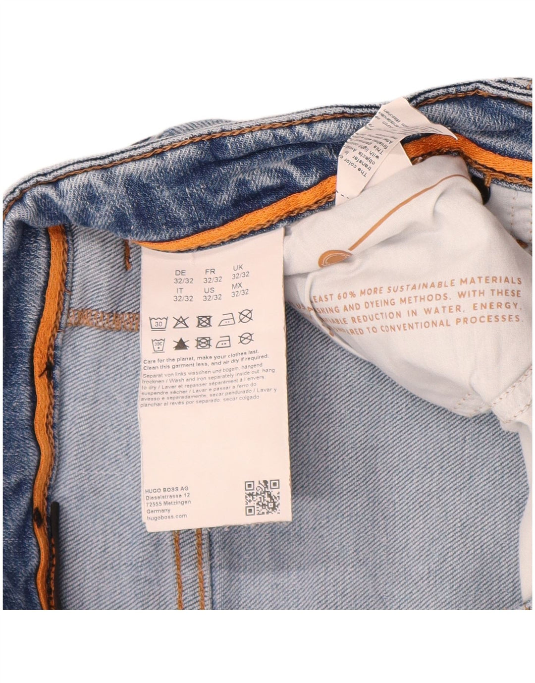 Hugo Boss Hombre Vaqueros Slim Desgastados W32 L32 Algodón Azul