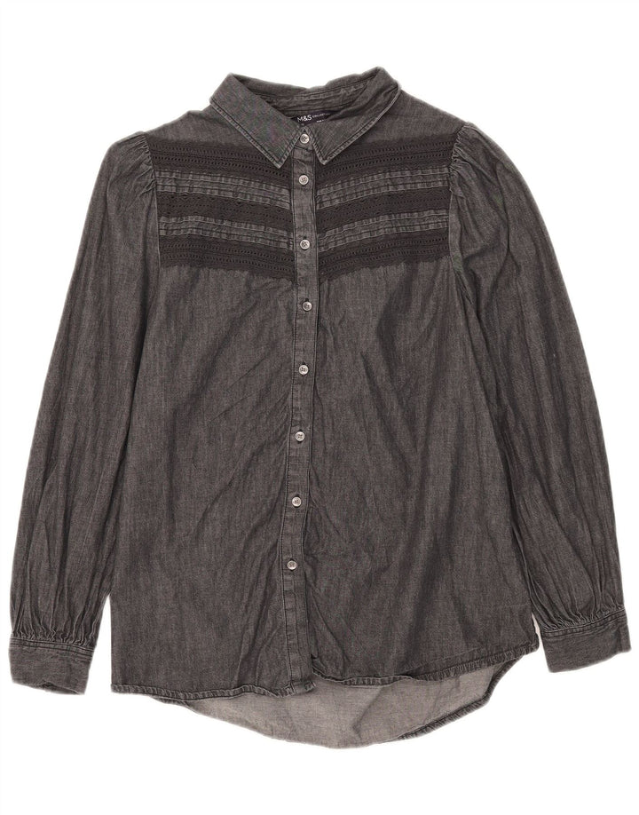 Marks & Spencer Camisa vaquera para mujer UK 40 Mediana Algodón a rayas negras