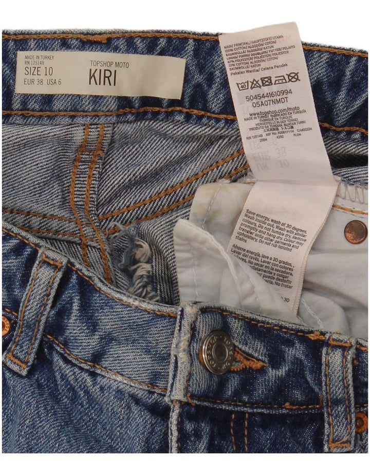 TOPSHOP Pantalones cortos de mezclilla Kiri para mujer UK 10 Small W28 Poliéster azul
