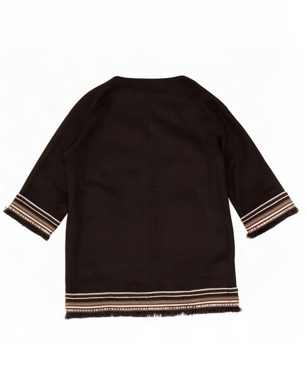 Zara Womens Oversized 3/4 Sleeve Blazer Jacket UK 10 Small Black Striped