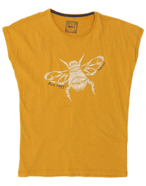 Weird Fish Camiseta gráfica para mujer Top UK 10 Small Yellow Cotton