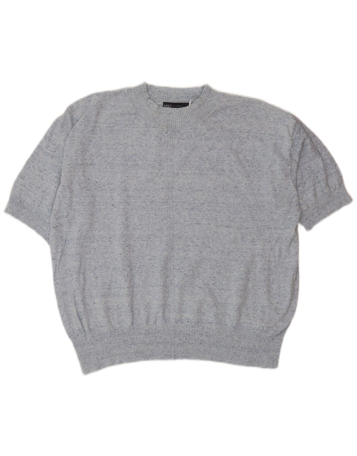 Marks & Spencer Suéter tipo jersey con cuello redondo para mujer UK 40 Medio azul moteado