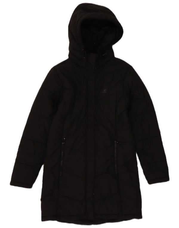 Jack Wolfskin Abrigo acolchado con capucha para mujer UK 8/10 Small Negro Poliéster