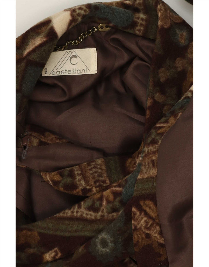 Castellani Abrigo Poncho Abierto para Mujer UK 22 3XL Marrón Geométrico