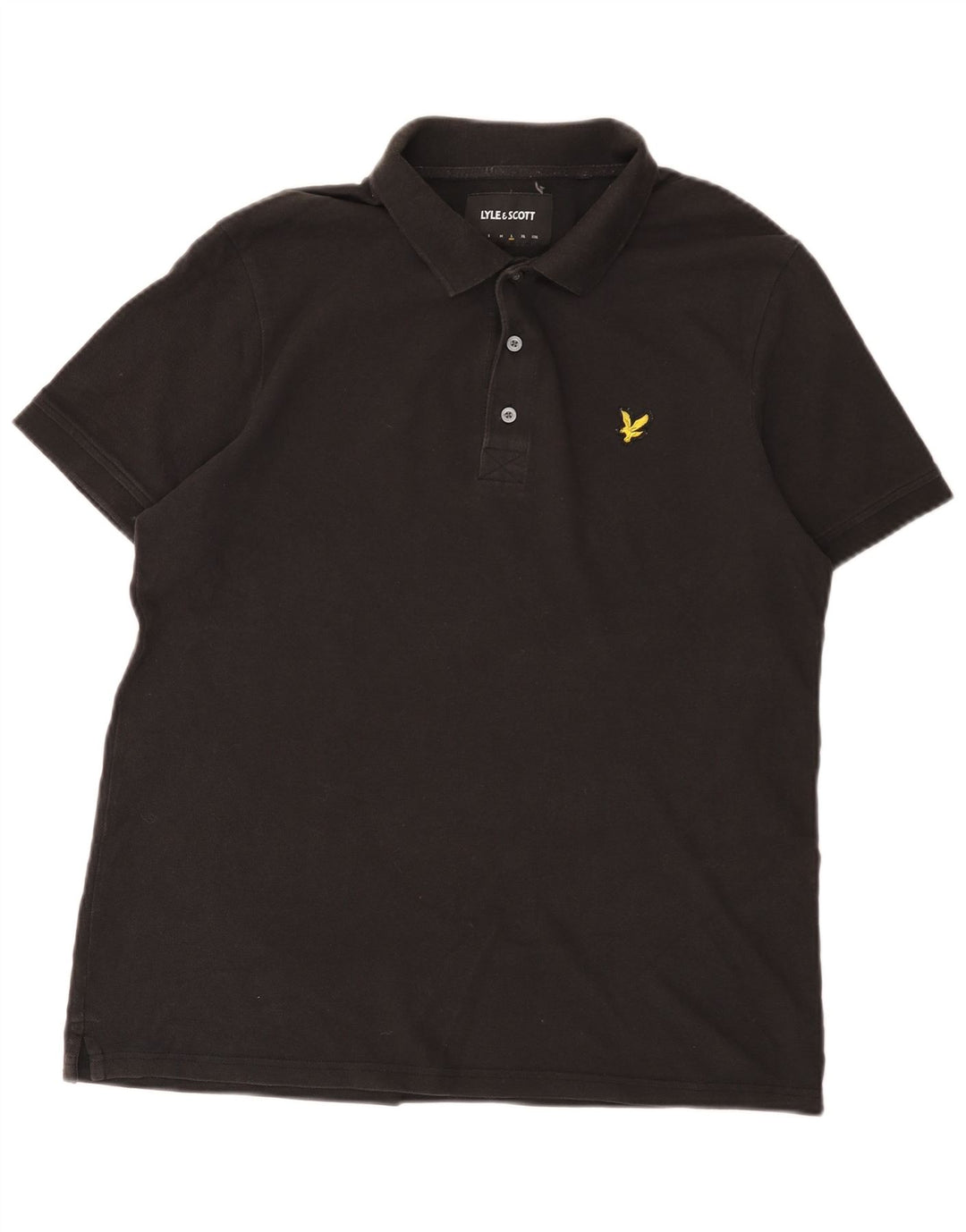 Lyle & Scott Polo para hombre grande de algodón negro