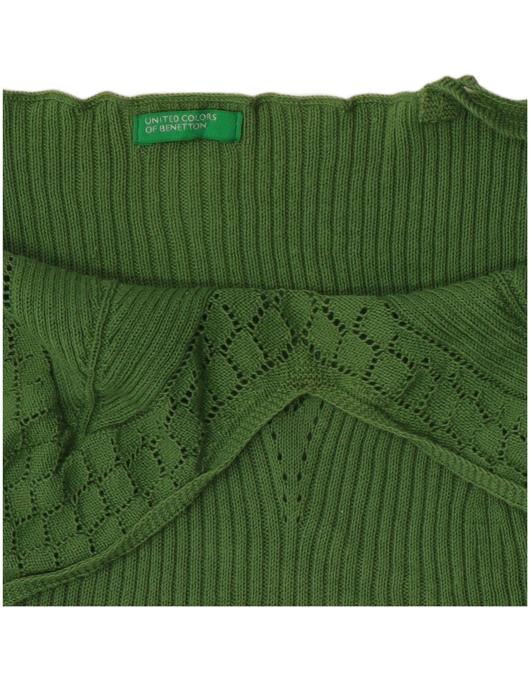BENETTON Top de tirantes de punto para mujer UK 4 XS Bloque de color verde