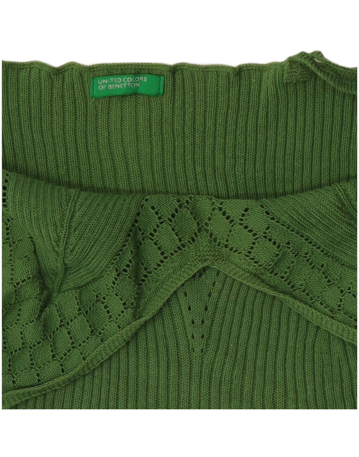 BENETTON Top de tirantes de punto para mujer UK 4 XS Bloque de color verde