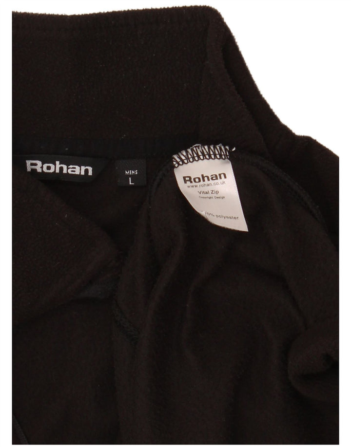 ROHAN Jersey de forro polar con cuello y cremallera para hombre, tamaño grande, poliéster negro