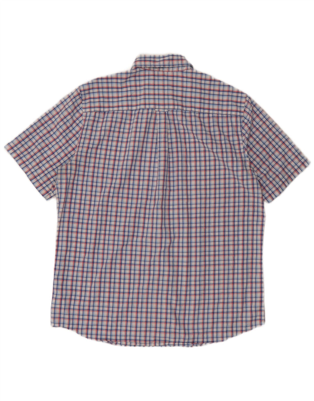 Chaps Camisa de manga corta para hombre de algodón a cuadros azul grande