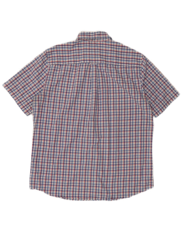 Chaps Camisa de manga corta para hombre de algodón a cuadros azul grande