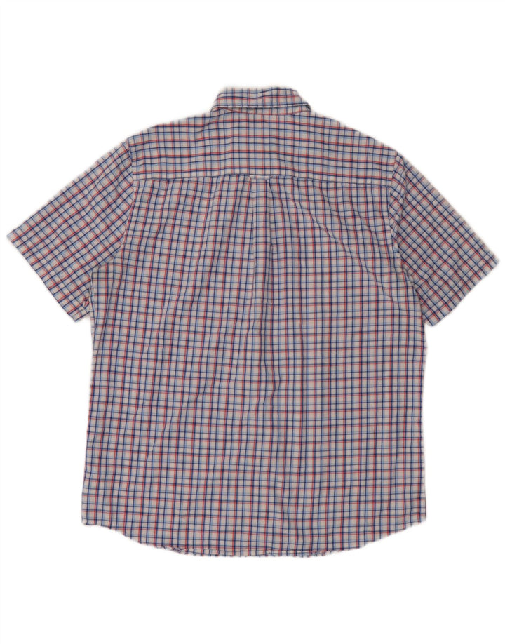Chaps Camisa de manga corta para hombre de algodón a cuadros azul grande