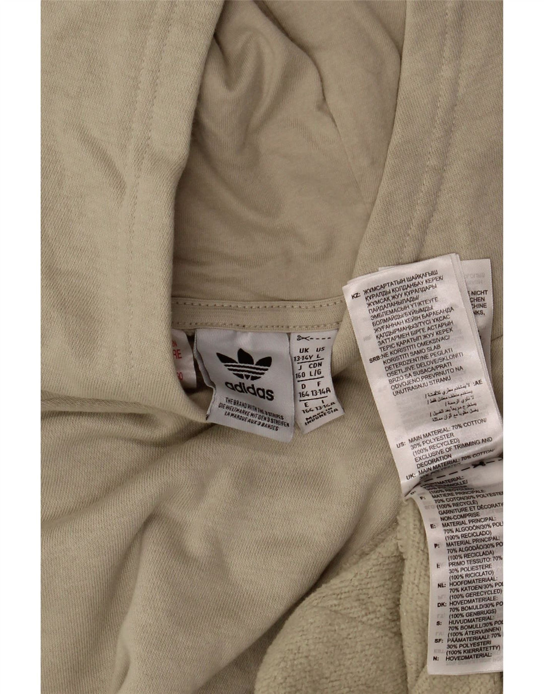 ADIDAS Jersey con capucha para niño 13-14 años Beige Algodón