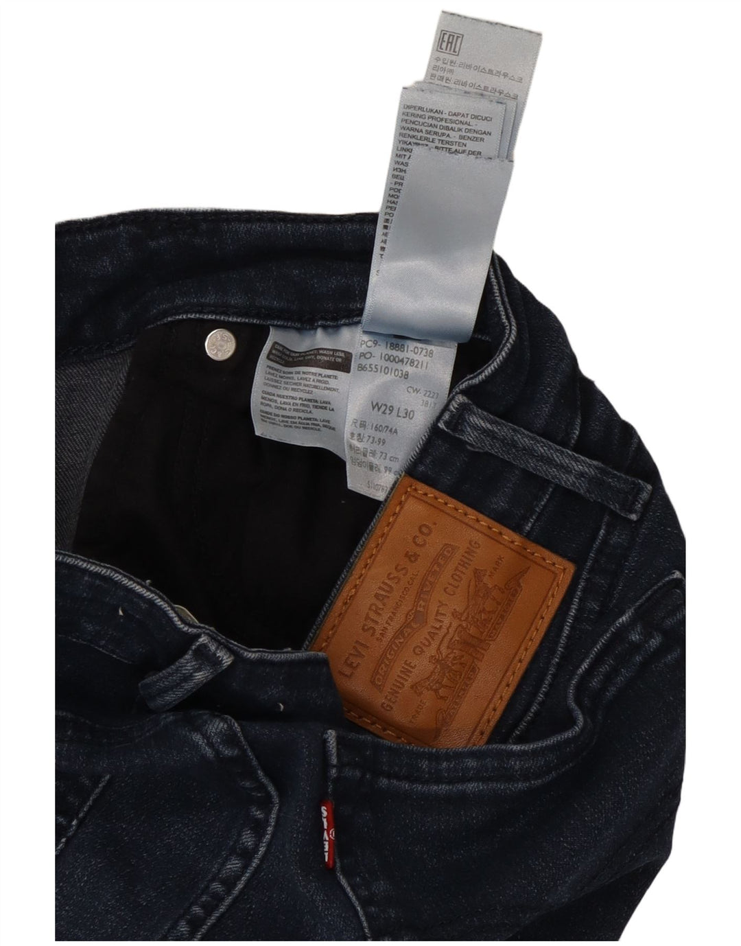 Levi's Jeans Ajustados 711 Para Mujer W29 L30 Algodón Azul Marino