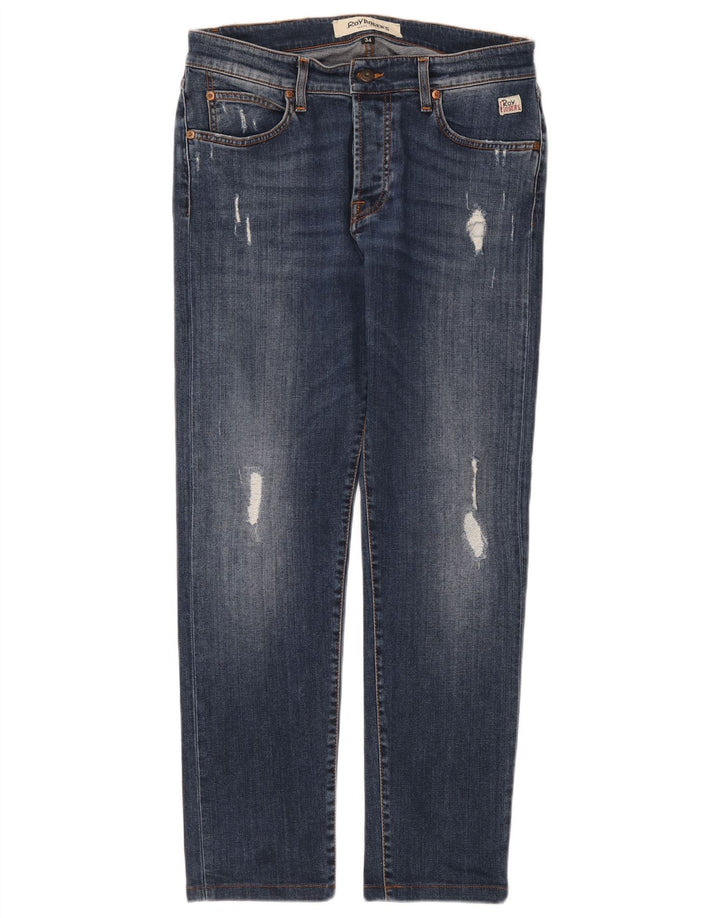 Roy Rogers Vaqueros ajustados desgastados para hombre W34 L29 Algodón azul