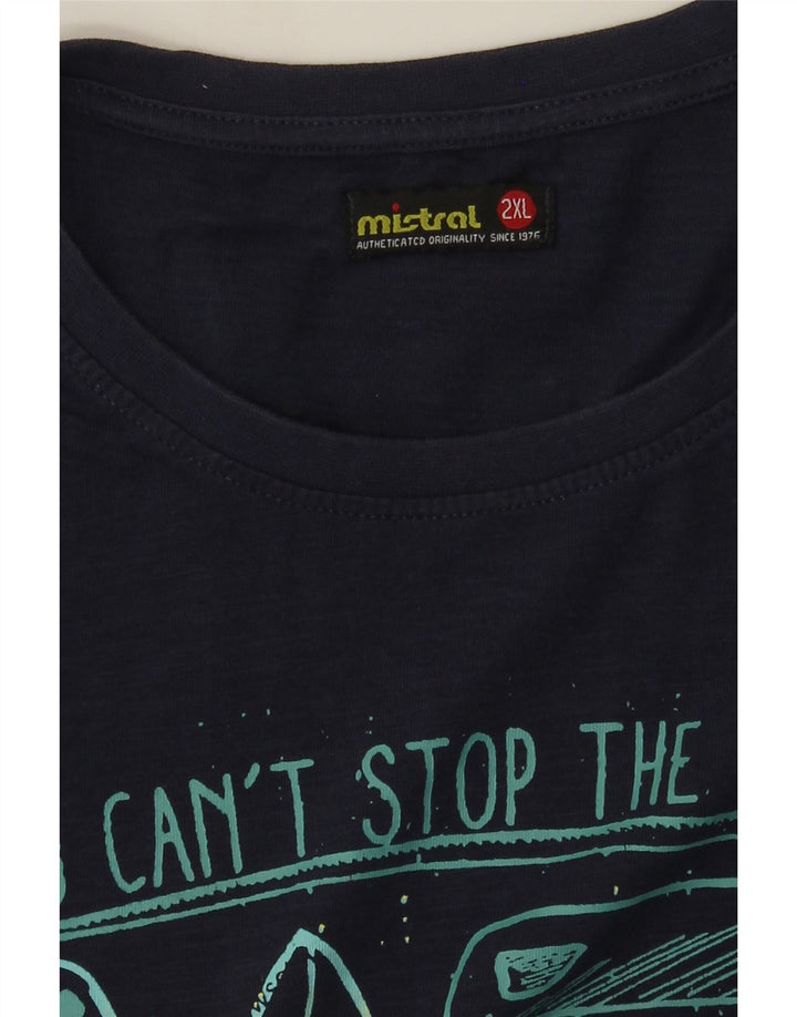 Mistral Camiseta gráfica para hombre Top 2XL Azul marino