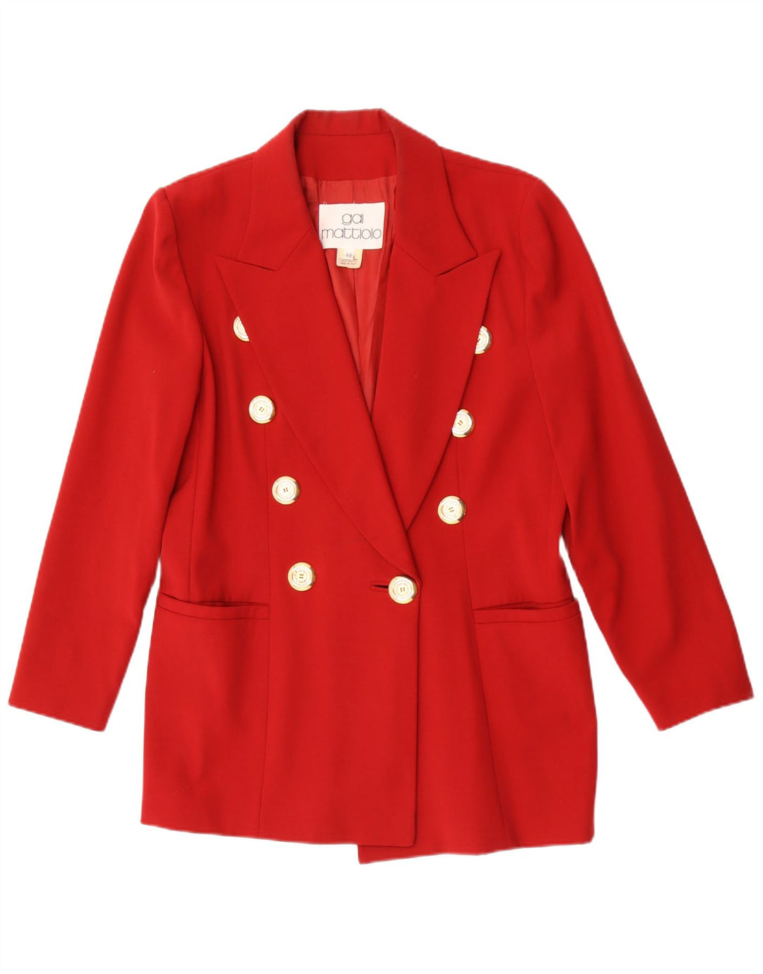 Gai Mattiolo Chaqueta Blazer de 1 Botón para Mujer IT 48 XL Lana Roja