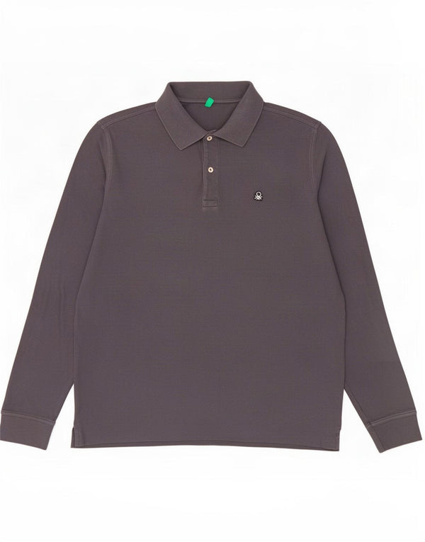Benetton Polo De Manga Larga De Algodón Azul Marino Grande Hombre