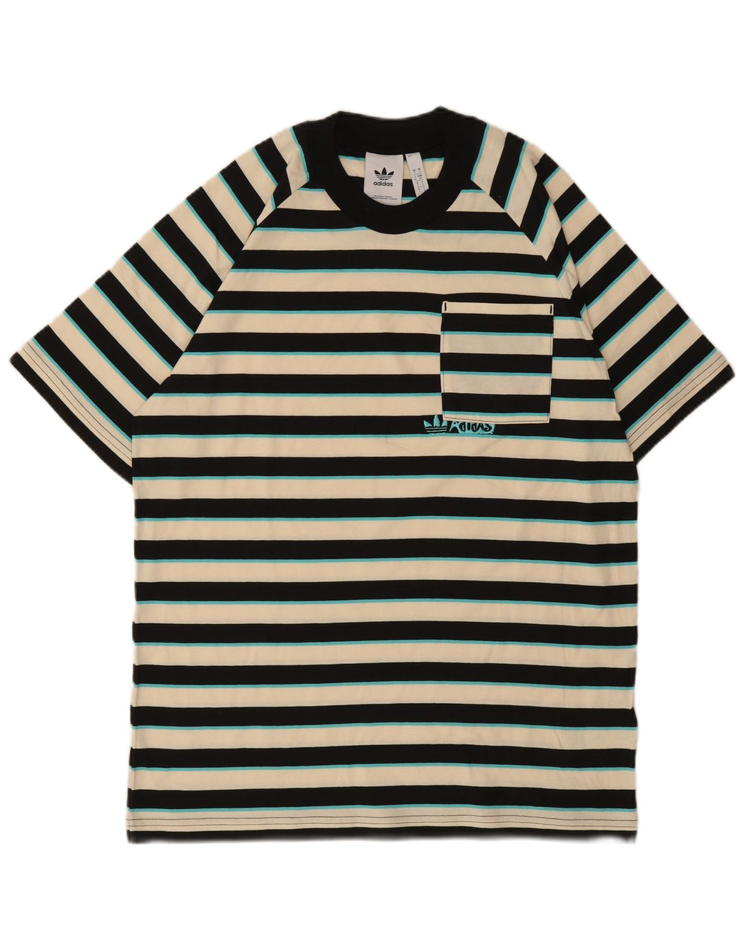 ADIDAS Mens T-Shirt Top Small Multicoloured Striped Cotton