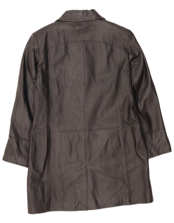 Vintage mujer cuero abrigo Reino Unido 16 cuero negro grande