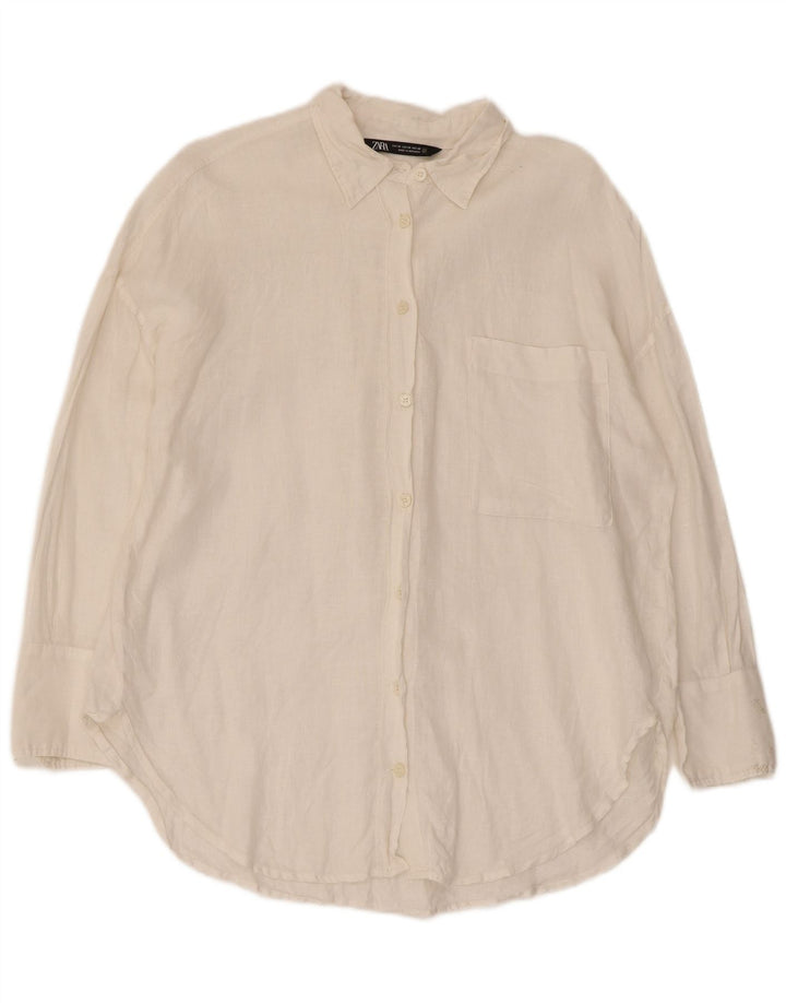 Zara Mujer Camisa Oversize UK 6 XS Blanco