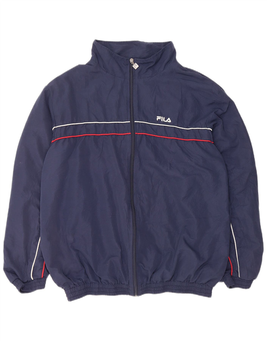 Fila Mens Chándal Top Chaqueta 2XL Azul Marino Rayas Poliéster Deportes