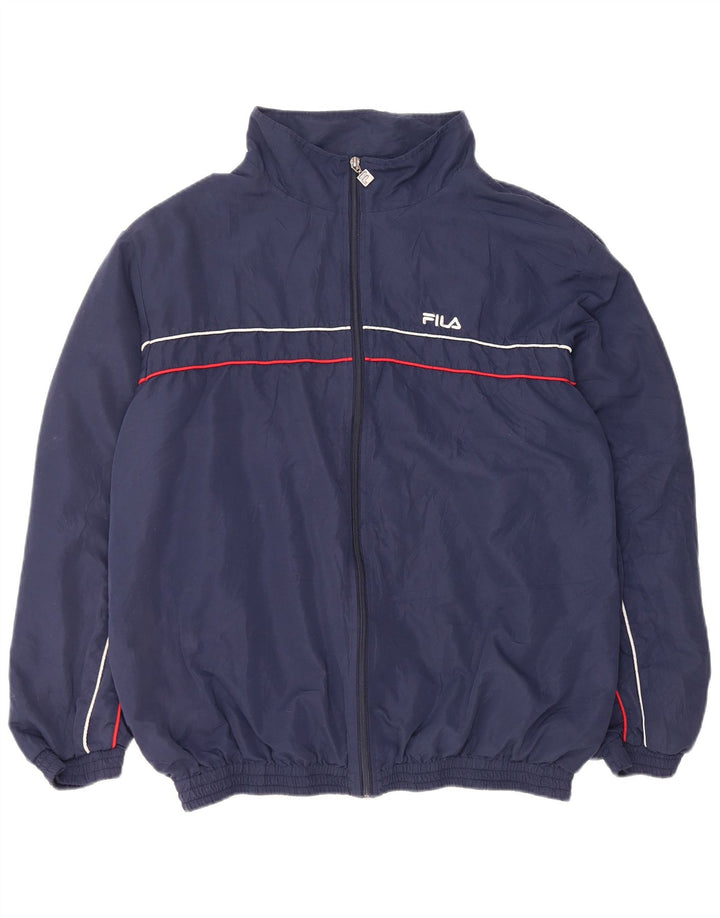 Fila Mens Chándal Top Chaqueta 2XL Azul Marino Rayas Poliéster Deportes