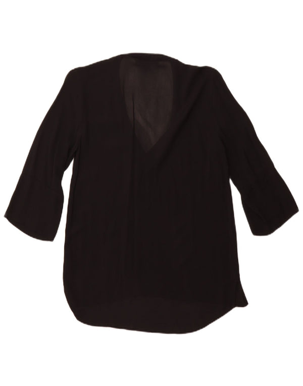 ZARA Mujer Blusa Manga 3/4 Top UK 6 XS Negro