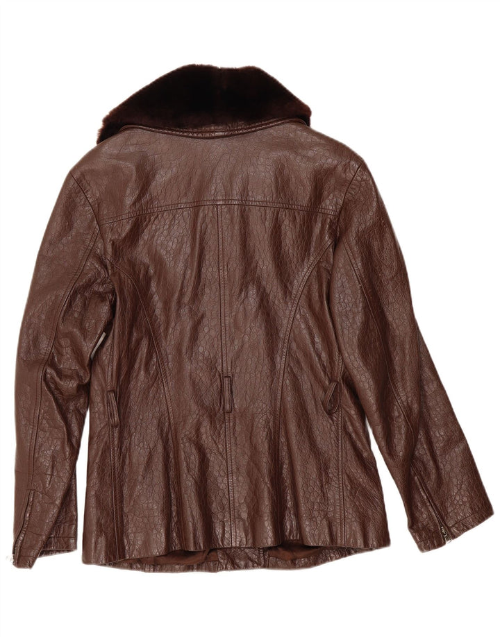 Chaqueta de cuero vintage para mujer IT 42 cuero marrón medio