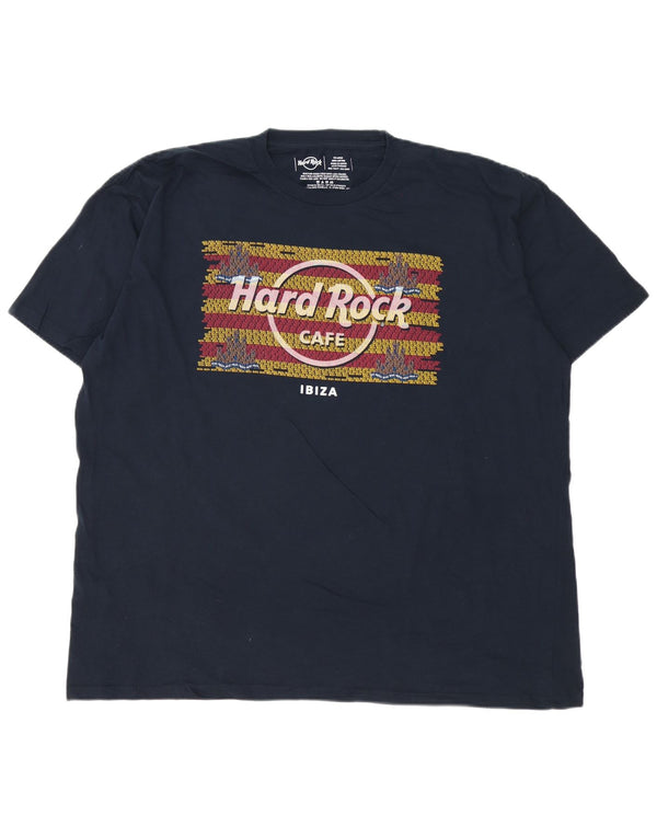 Hard Rock Cafe Camiseta gráfica Ibiza para hombre Top 2XL Algodón azul marino