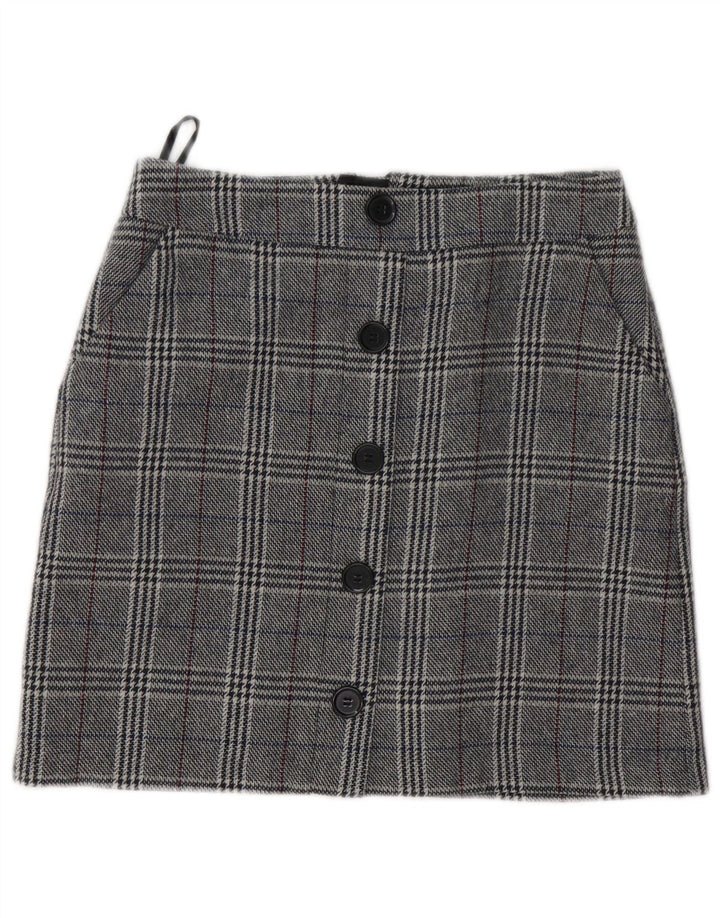 Marks & Spencer Minifalda para mujer UK 8 Small W28 Acrílico de pata de gallo gris