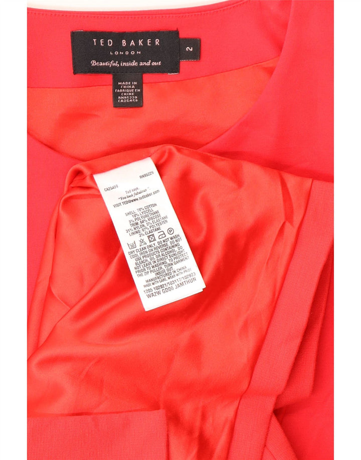 Ted Baker Vestido Peplum Sin Mangas para Mujer Talla 2 Pequeño Algodón Rojo