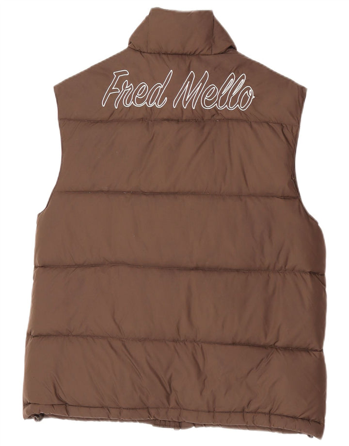 Fred Mello Chaleco acolchado con gráfico para hombre UK 40 Poliamida marrón medio
