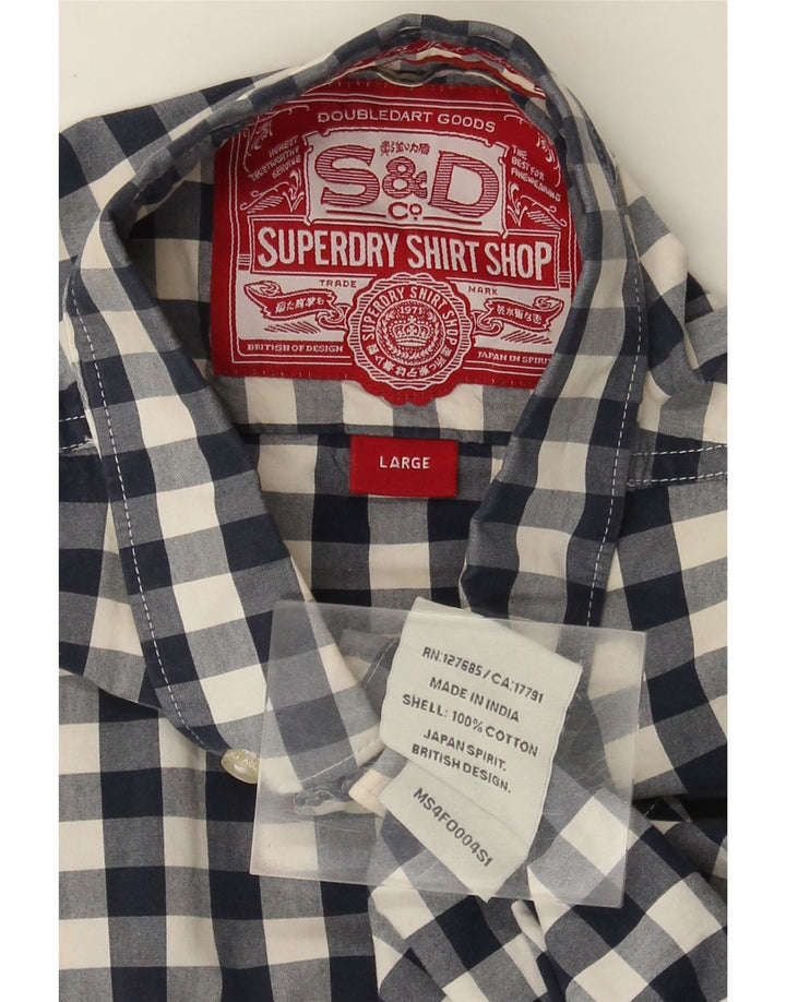 Camisa Superdry Para Hombre Grande De Algodón A Cuadros Azul Marino
