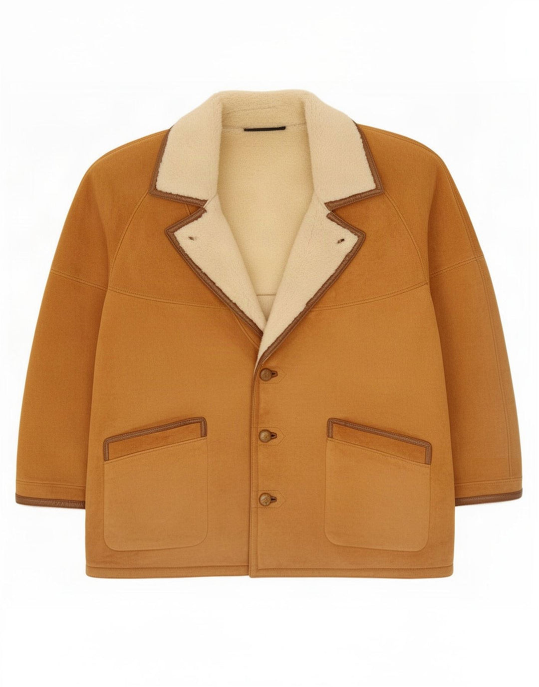 Chaqueta de piel de oveja vintage para hombre IT 56 3XL Marrón