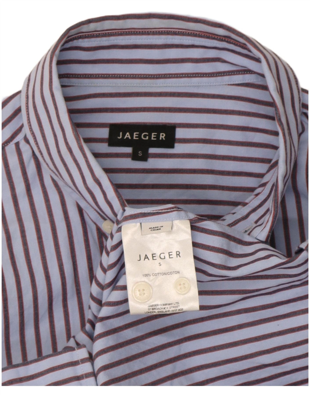 Camisa Jaeger Hombre Small Azul Rayas Algodón
