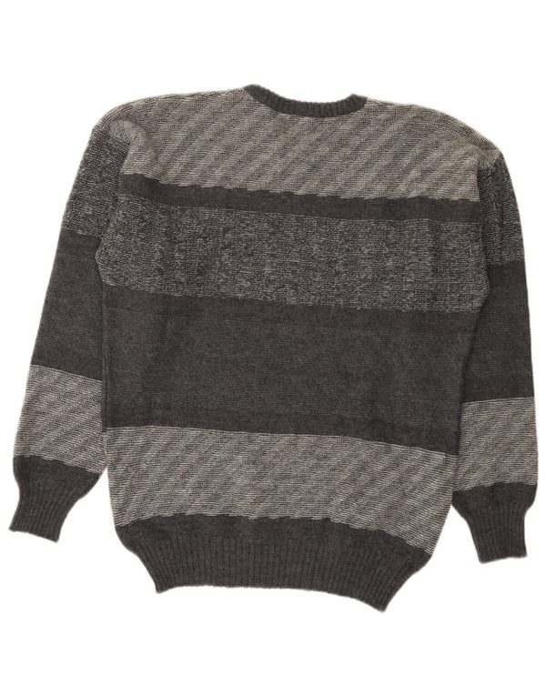 Ferrari - Jersey de cuello redondo para hombre IT 52 grande de lana de alpaca a rayas grises